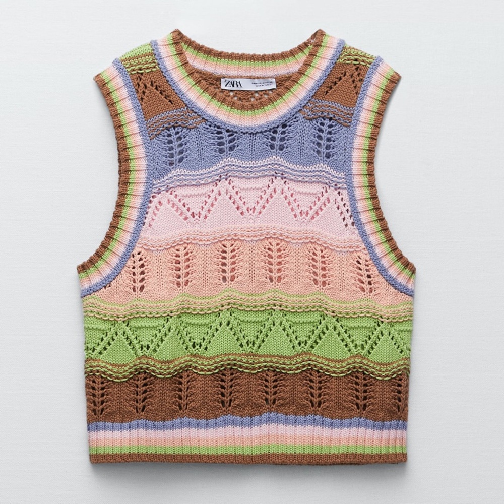 Zara Knit Crochet Vest Top